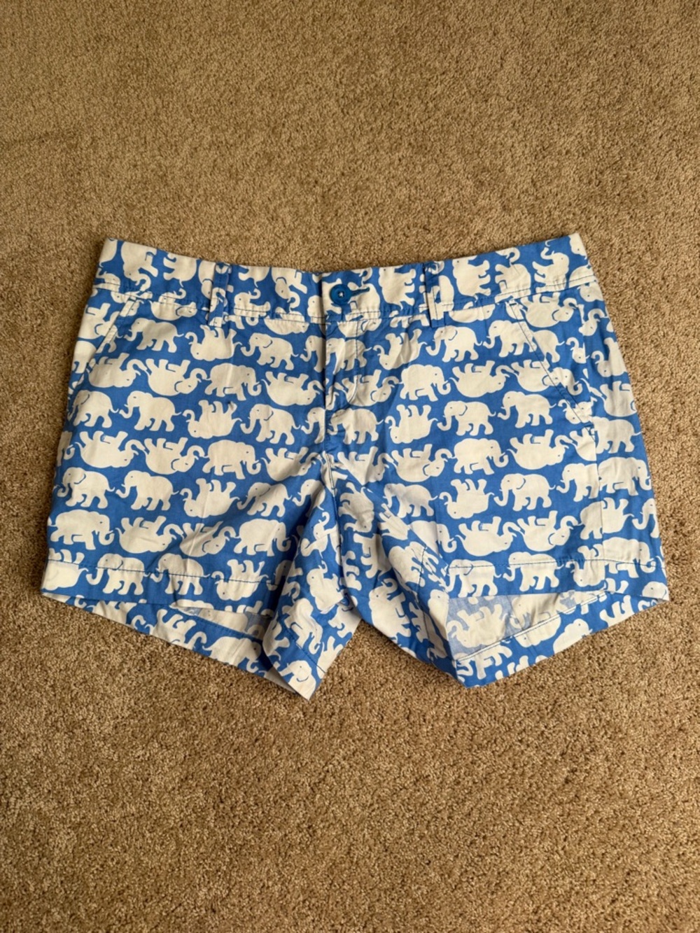 Lilly Pulitzer The Callahan Short Blue White Elephant Patterned Shorts Size 14